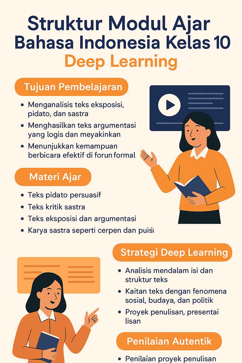 Modul Ajar Bahasa Indonesia Kelas 10 SMA Deep Learning 1 infografis Modul Ajar Bahasa Indonesia Kelas 10 SMA Deep Learning